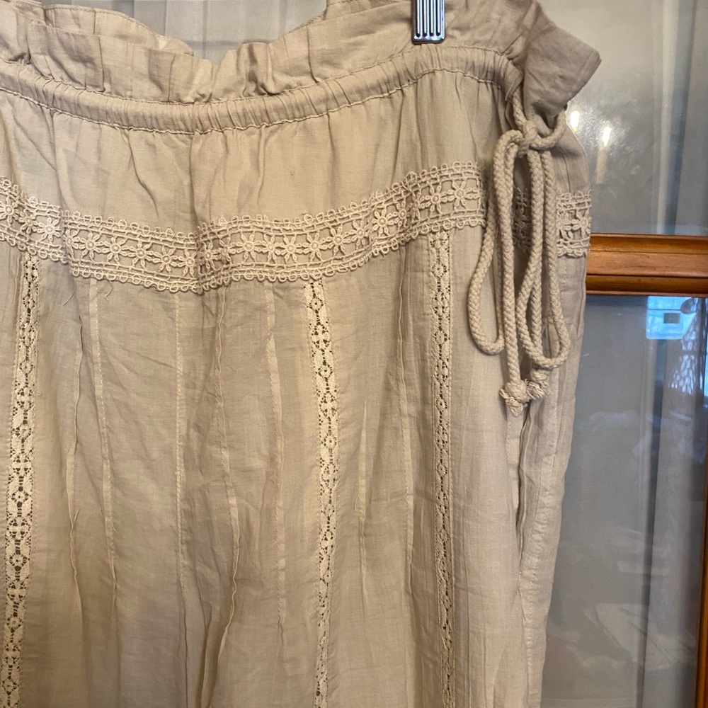 Free People Hemingway Balloon Beige Lace Trim Joggers Size M - Picture 2 of 7